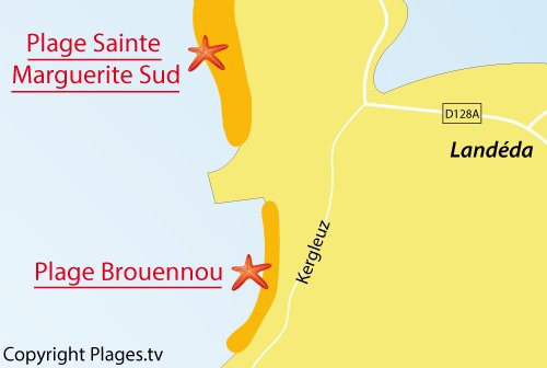 Carte de la plage de Brouennou à Landéda