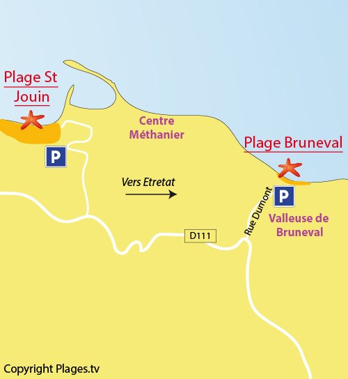 Plan de la plage dans la valleuse de Bruneval - 76