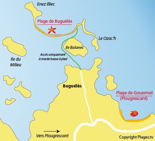 Plan de la plage à proximité de Buguélès