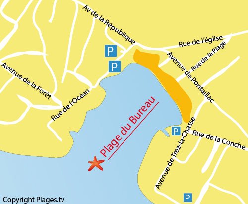 Map of Bureau Beach in Saint Palais sur Mer