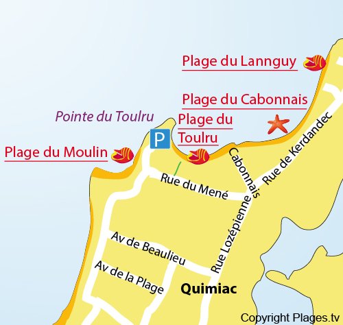 Plan de la plage du Cabonnais à Quimiac - Mesquer