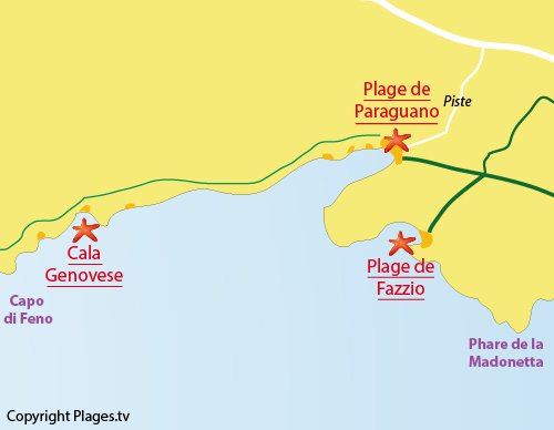 Plan de la crique de la Cala Genovese à Bonifacio