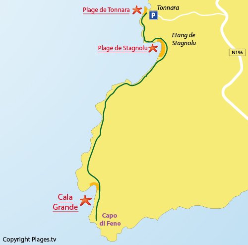 Map of Cala Grande in Bonifacio in Corsica