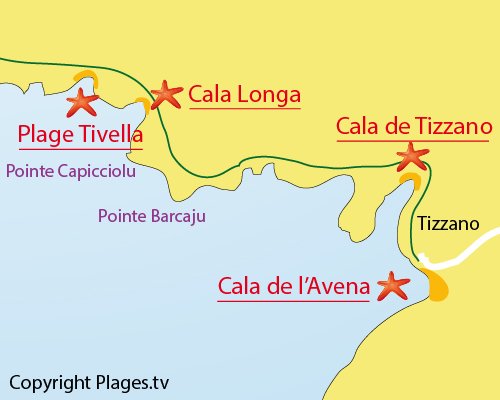 Mappa della spiaggia Cala Longa in Sartène