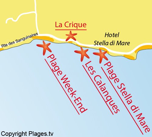 Mappa spiaggia della Calanque a Ajaccio - Corsica