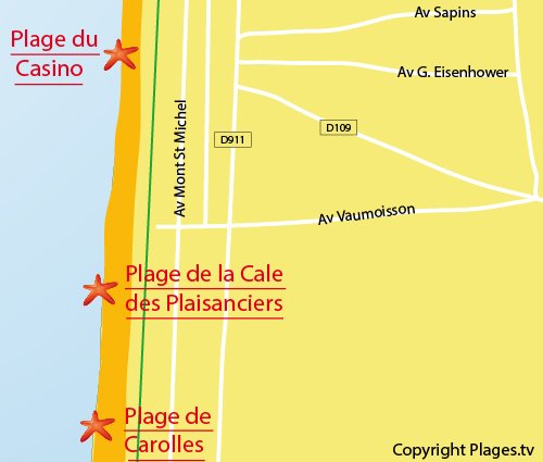 Map of Plaisanciers Beach in Jullouville