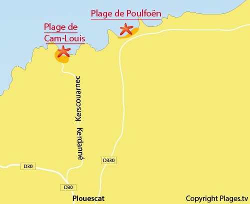 Carte de la plage de Cam Louis de Plouescat