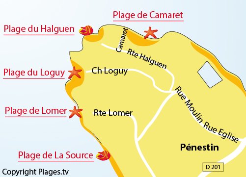 Carte de la plage de Camaret - Pénestin