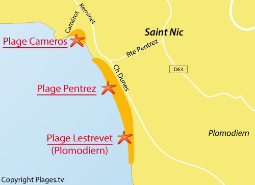 Carte de la plage de Caméros à Saint-Nic