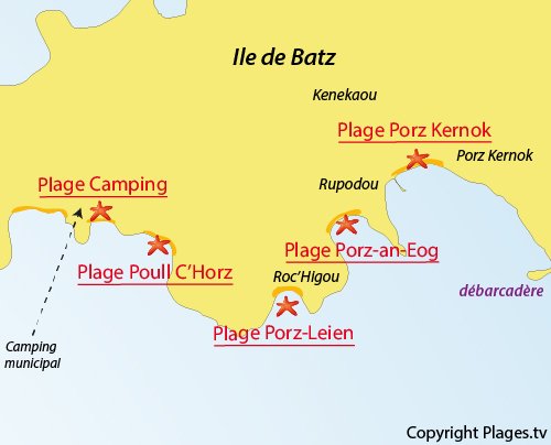 Carte de la plage du Camping de l'ile de Batz