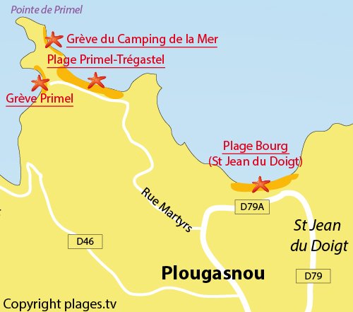 Carte de la plage du Camping de la Mer de Plougasnou