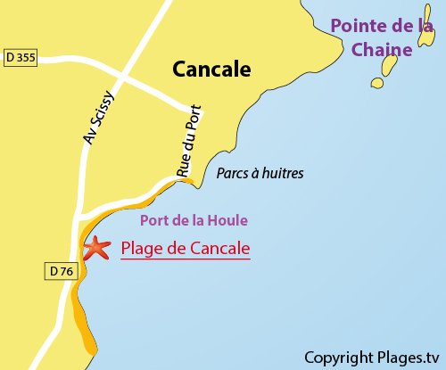 Map of Cancale beach - Port la Houle