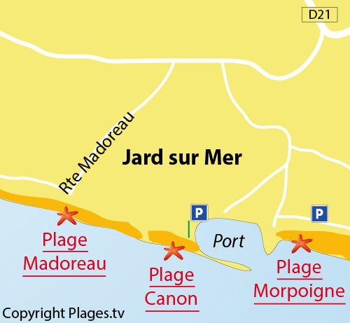 Plan de la plage du Canon à Jard sur Mer