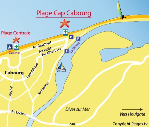 Carte de la plage de Cap Cabourg