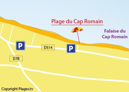 Plan de la plage du Cap Romain à Bernières sur Mer