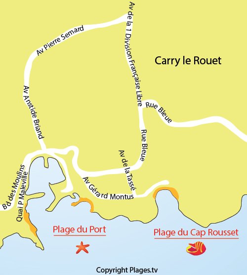 Map of Cap Rousset Beach in Carry le Rouet