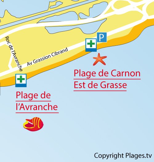 Mappa della Spiaggia Est a Carnon