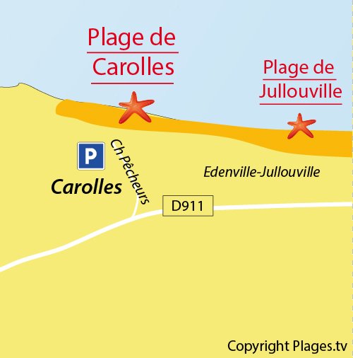 Map of Carolles beach in France (Normandy)