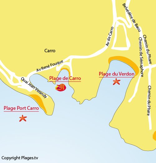 Plan de la plage de Carro à La Couronne - Martigues