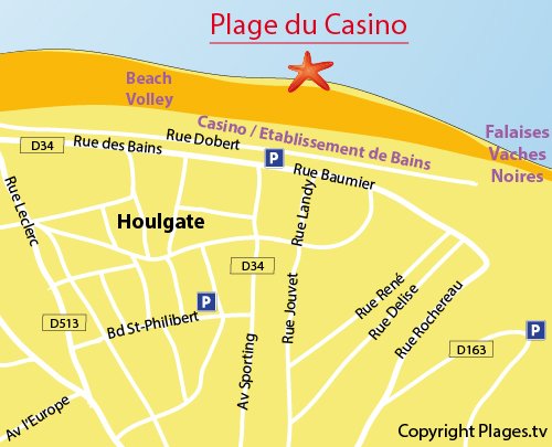 Map of Casino Beach in Houlgate