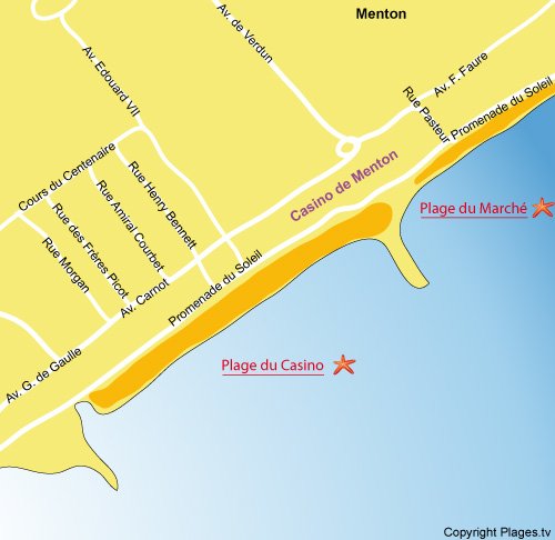 Map of Casino beach in Menton