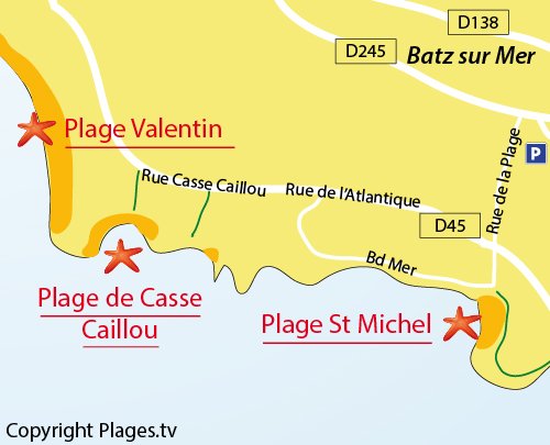 Map of Casse Caillou Beach - Batz sur Mer