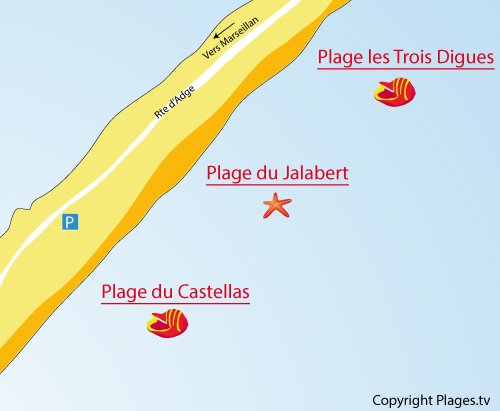 Map of Castellas Beach in Sète