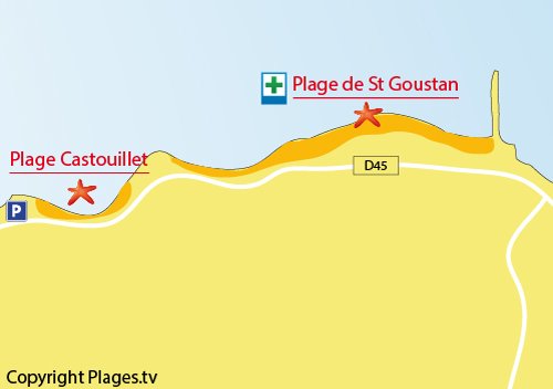 Mappa della Spiaggia di Castouillet - Le Croisic