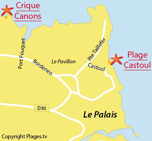 Carte de la plage de Castoul à Belle Ile en Mer
