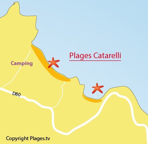 Carte de la plage de Catarelli à Farinole