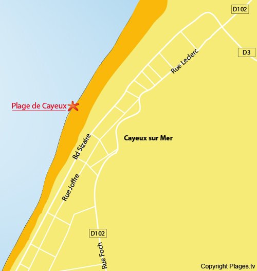 Map of Cayeux sur Mer beach in France