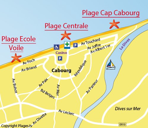 Map of the Central Beach in Cabourg