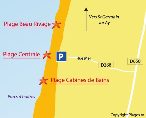 Map of Central Beach in Gouville sur Mer