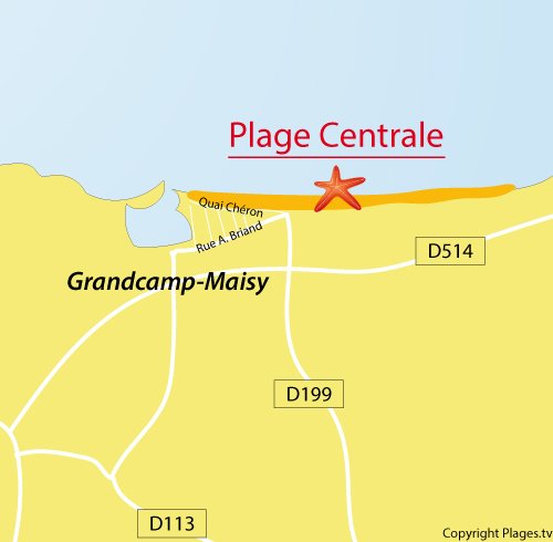 Map of Central Beach in Grandcamp Maisy