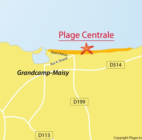 Carte de la plage de Grandcamp Maisy