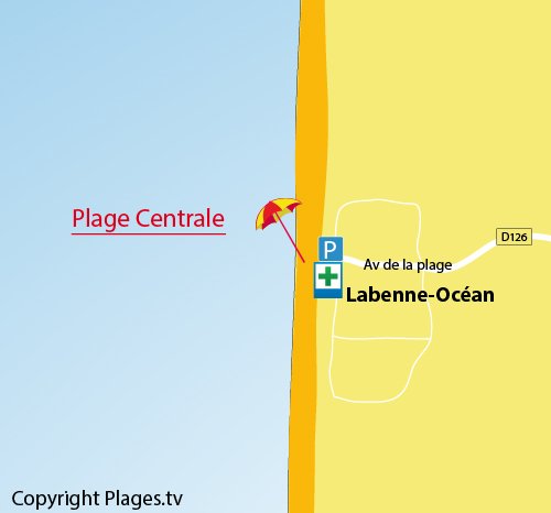 Carte de la plage centrale de Labenne Océan - 40