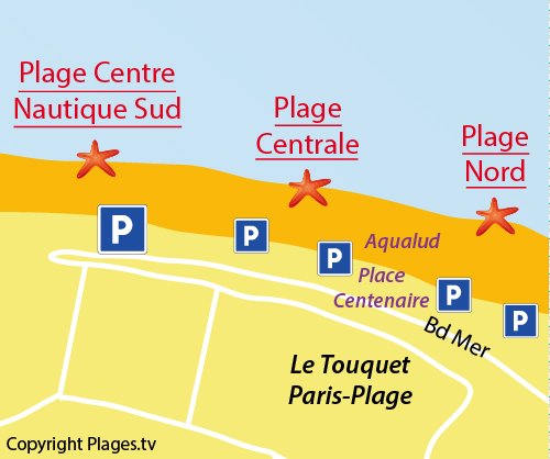 Carte de la plage centrale du Touquet