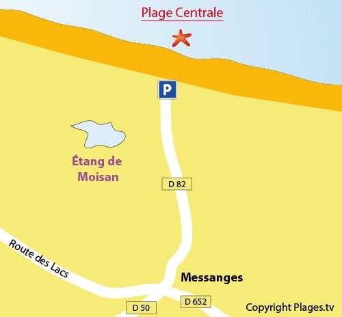 Mappa della Spiaggia Centrale a Messanges