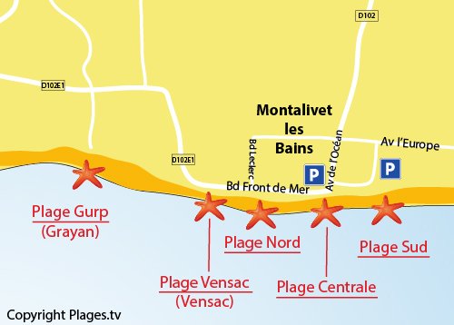 Map of Central Beach in Montalivet