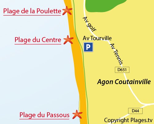 Carte de la plage du Centre de Coutainville