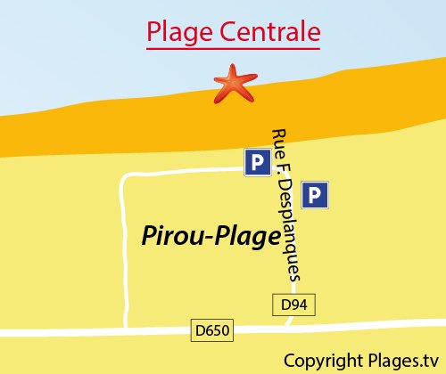 Carte de la plage dans le centre de Pirou