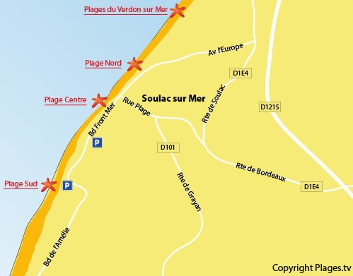 Plan de la plage du Centre de Soulac sur Mer