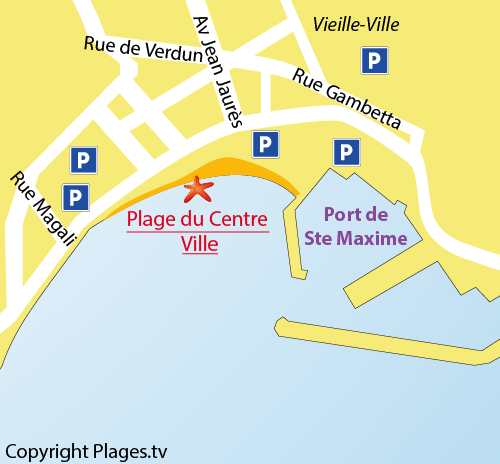 Map of Main Beach in Ste Maxime