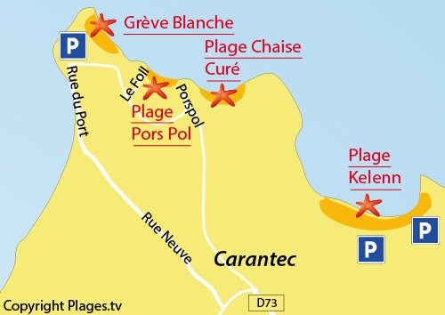 Map of Chaise du Curé Beach in Carantec