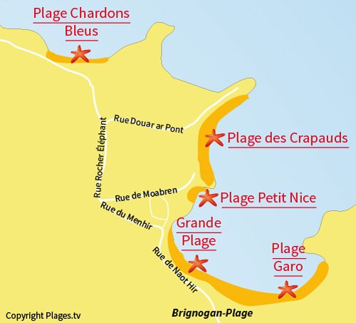 Map of Chardons Bleus Beach in Brignogan