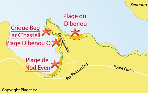 Carte de la plage de Beg ar Chastell à Guissény