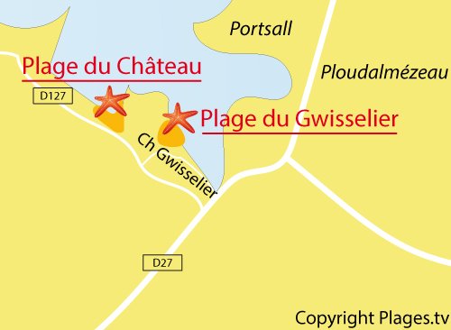 Carte de la plage du Chateau à Landunvez