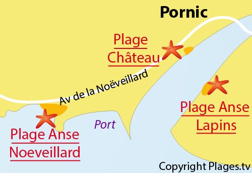 Carte de la plage du Chateau à Pornic