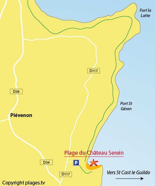 Plan de la plage de Chateau Serein à Plévenon - Cap Fréhel