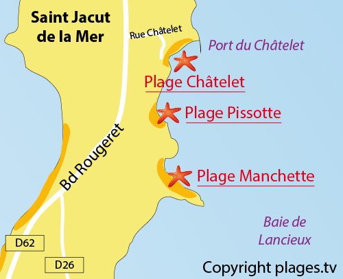 Carte de la plage du Chatelet à St Jacut